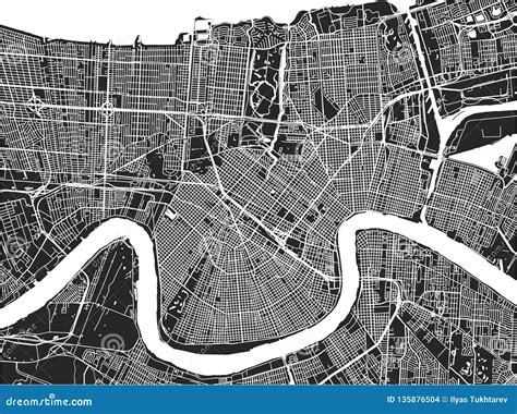 Map Of The City Of New Orleans Louisiana Usa Stock Illustration