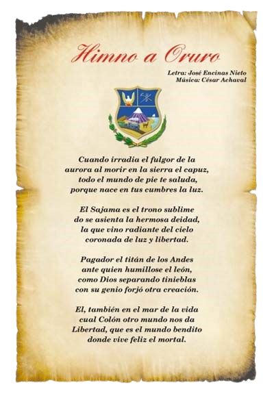 Himno Al Departamento De Oruro