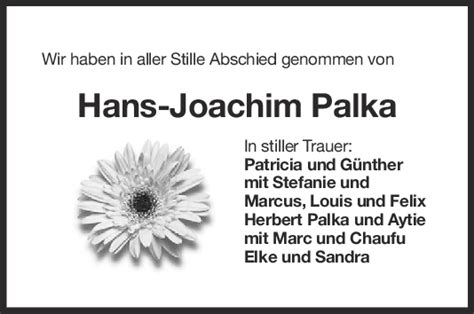 Trauer Hans Joachim Palka Teckbote Trauerportal