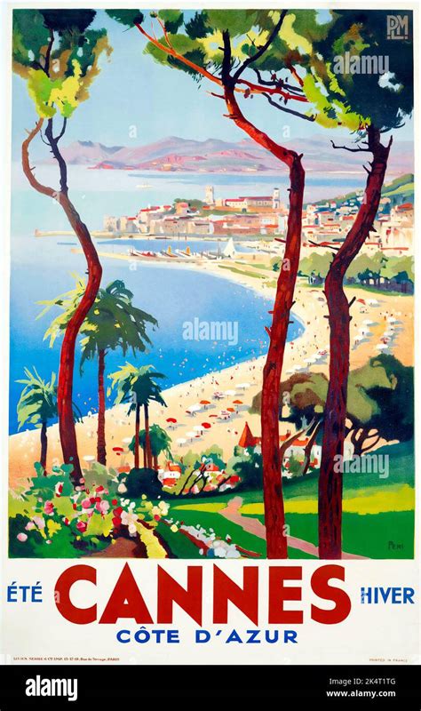 Lucien Peri 1880 1948 Travel Poster For Cannes CÔte Dazur French