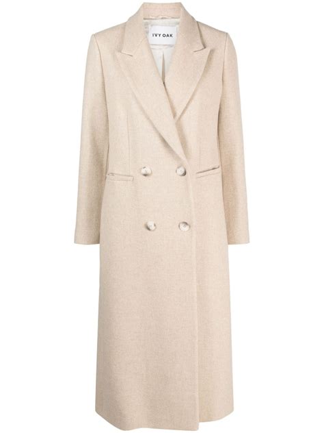 Ivy Oak Double Breasted Wool Coat In Beige ModeSens