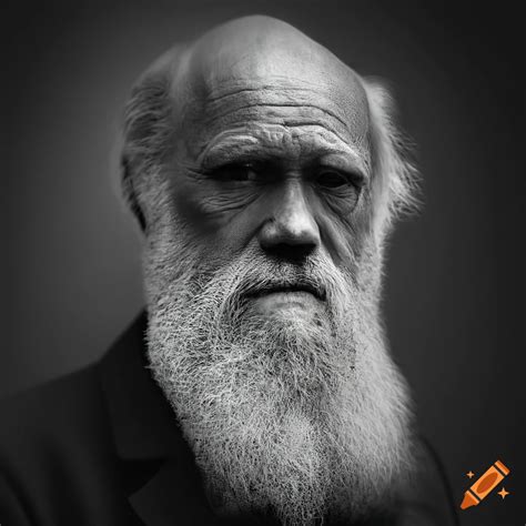 abstract black monochrome portrait  charles darwin  craiyon