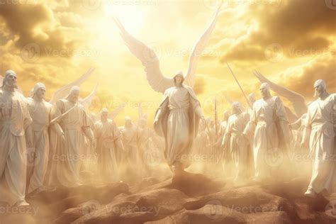 Angels With The Messiah Jesus Leading In Heaven 23775727 Stock Photo