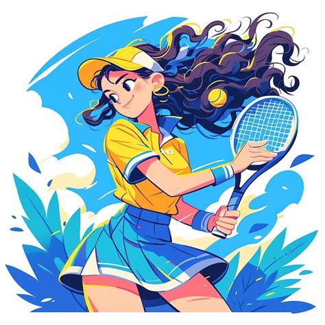 Una Mujer De Las Islas Baleares Est Jugando Al Tenis Vector Premium