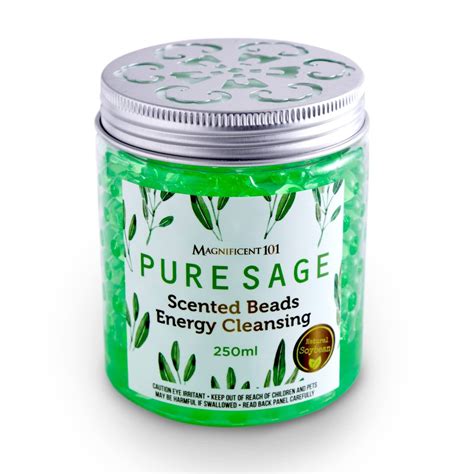 Magnificent 101 Pure Sage Scented Beads In 8 5 Oz Lidded Jar For House