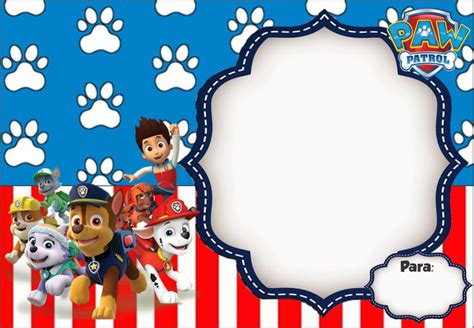 Tarjeta De Invitación De Paw Patrol Gratis Y En Alta Calid Invitaciones De Paw Patrol Hacer