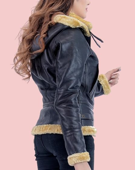 Fur Leather Jacket Womens Airborne Jacket