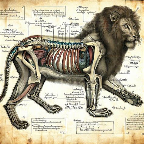 Premium Ai Image A Drawing Of A Lions Skeleton With The Anatomy Of