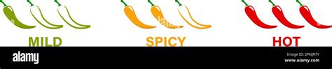 Pepper Icon Food Spicy Hot Levels Set Mild Medium And Hot Sauce