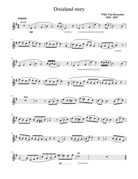 Dixieland Story Sheet Music For Piano Solo