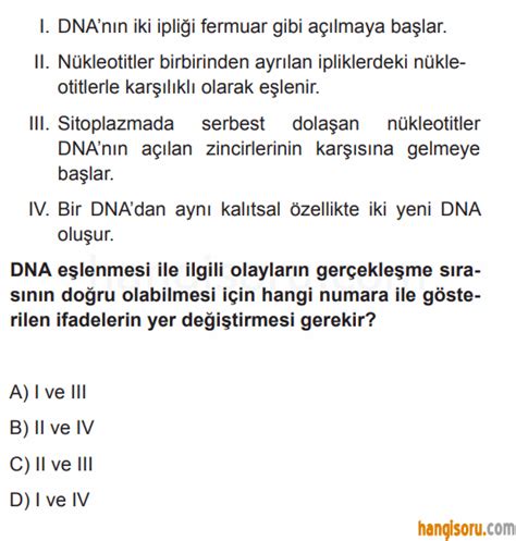 8 Sınıf Fen Bilimleri Dna Ve Genetik Kod Testi Çöz Test Çöz