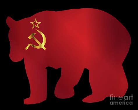 Large Russian Bear Silhouette On Flag Digital Art By Bigalbaloo Stock