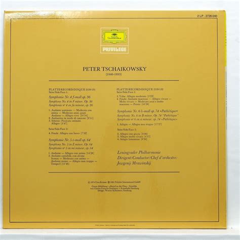 Tchaikovsky Symphonies Nos By Evgeny Mravinsky Double Lp