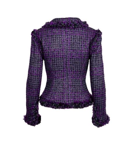 New Chanel Metallic Purple Fantasy Tweed Maison Lesage Fringed Jacket