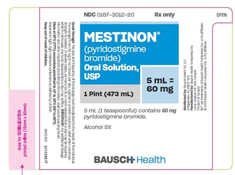 Dailymed Mestinon Pyridostigmine Bromide Solution Mestinon