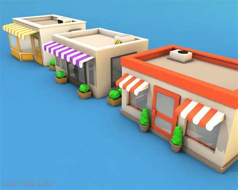 D Model Cartoon City Buildings Shops Vr Ar Low Poly Cgtrader