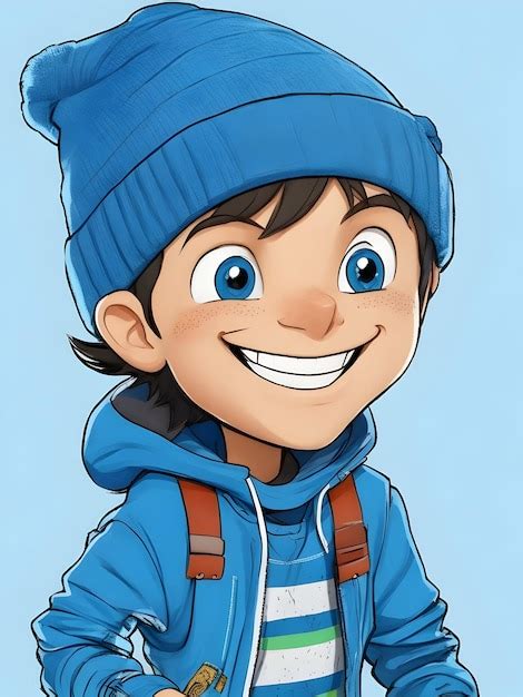 Premium AI Image A Ten Year Old Cartoon Boy With A Mischievous Grin