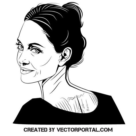 Angelina Jolie Actress Vector Portrait Free Vector Illustration