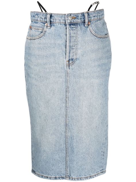 Alexander Wang Thong Strap Denim Midi Skirt Farfetch