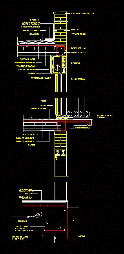 Planos De Corte Constructivo De Fachada En Dwg Autocad Varios Hot Sex