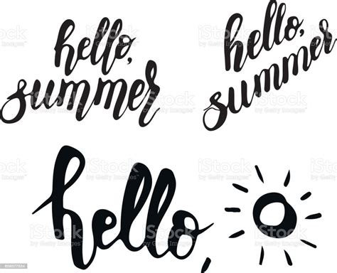 Hello Summer Lettering Vector Illustration Stock Illustration