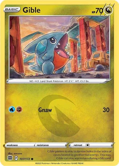 Pokemon Trading Card Game Sword Shield Brilliant Stars Single Card Common Gible 107 Toywiz