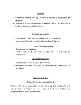 Plan De Clases Levaduras Pdf