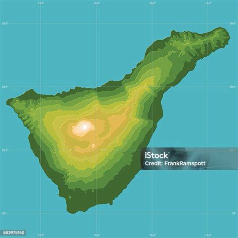 Ilustración De Mapa Vectorial De Relieve Topográfico De Tenerife Y Más