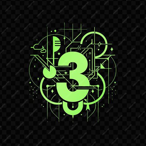 Premium Psd A Green Abstract Illustration Of A Number 3 On A Black