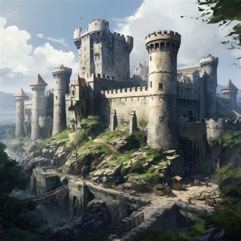 Premium Ai Image Towering Castle Walls