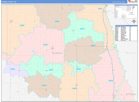 Pembina County Nd Wall Map Color Cast Style By Marketmaps