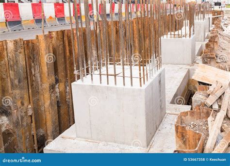 Foundation, Pillar and Beam Being Constructed at Construction Site ...