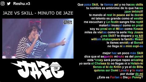 Minuto de Jaze vs Skill JAZE Rimas x Métrica x Skills YouTube