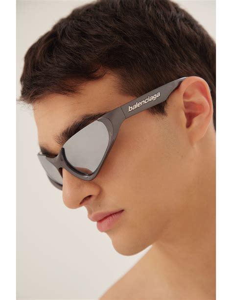 Balenciaga Xpander Silver Bb0202s 002 Wrap Around Sunglasses