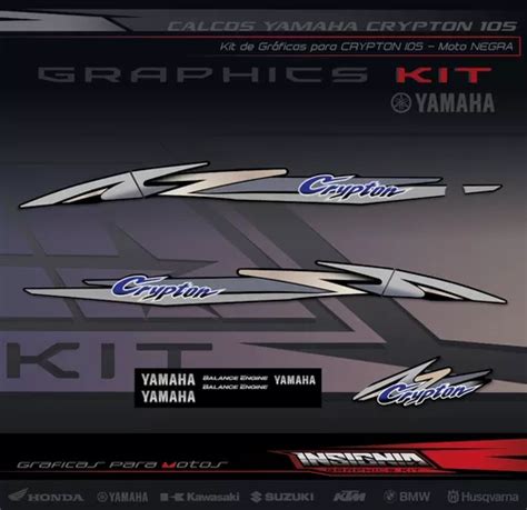 Calcos Yamaha Crypton Negra Laminadas Insignia Calcos En