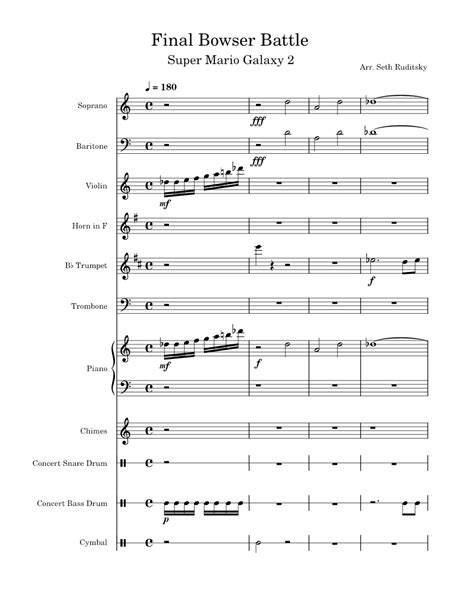 Final Bowser Battle Sheet Music For Piano Trombone Soprano Baritone And More Instruments