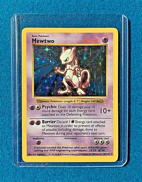 1999 Pokemon Mewtwo Base Set Shadowless 10102 Holo Rare Card Wotc Near