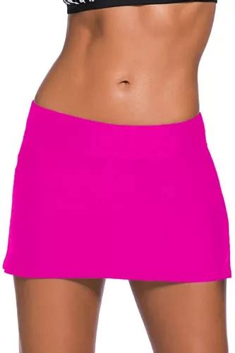 Falda Con Bikini Color Fiusha Fosfo Traje De Baño Playa Moda Meses sin interés