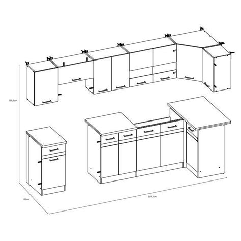 JUNONA Cuisine d angle complete avec éclairage LED et plan de travail L