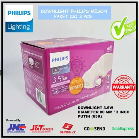 Jual Philips Downlight Led Meson Pack 3 5w 5w 9w 13w Watt 6500k Putih