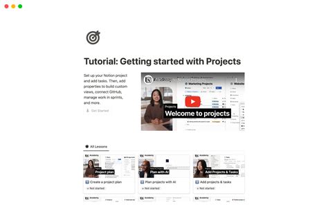 Tutorial Getting Started With Projects Template By Notion Notion