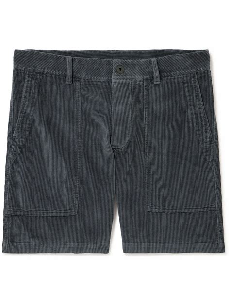 James Perse Straight Leg Cotton Blend Corduroy Shorts Blue James Perse