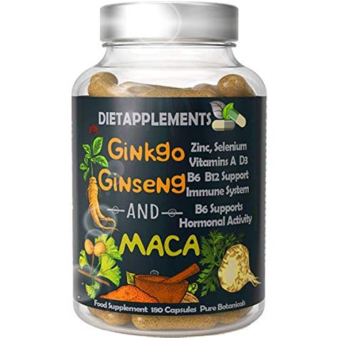 Maca Root Capsules 4000mg Ginkgo Biloba Korean Red Panax Ginseng