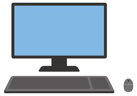 layar pc desktop sederhana  illust depan tubuh ilustrasi stok