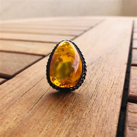 Genuine Baltic Amber Ring Egg Yolk Vintage Rare Classic Amber Etsy