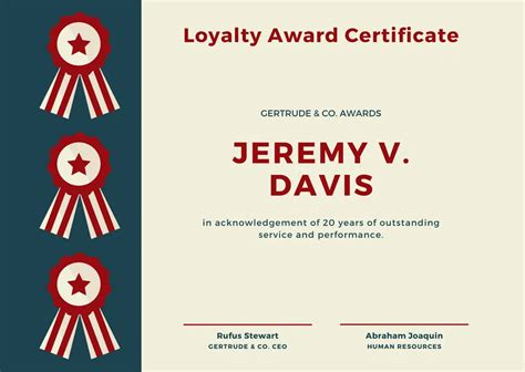 Ribbon Loyalty Award Certificate Template in 2024 | Award template ...