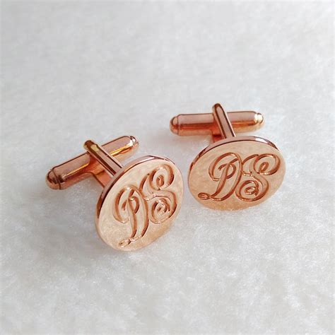 Engraved Two Monogram CuffLinksGroom Wedding CufflinksRose | Etsy