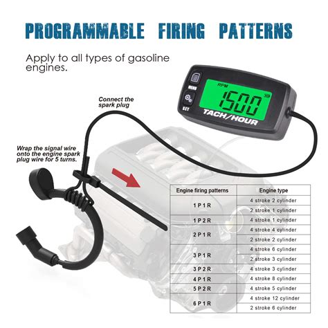 Runleader RL HM032R Inductive Tachometer With Hour Meter Backlit