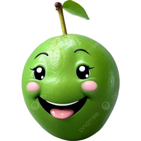 Guayaba Verde Con Carita Sonriente PNG Dibujos Comida Sana Sabroso