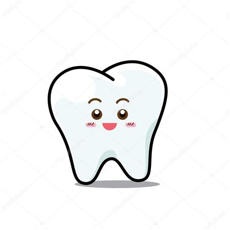 Happy Dental Smile Tooth Mascot Cartoon Character Isolated On W — Stock